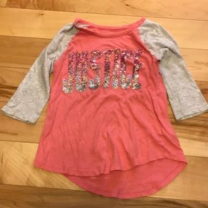 Justice pink and gray sequin shirt